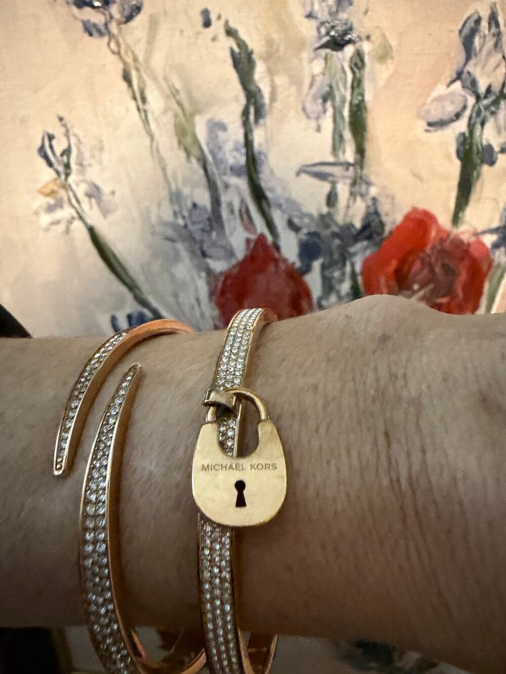 Michael Kors Gold-Tone Rhinestone Double Bangle Bracelet Set